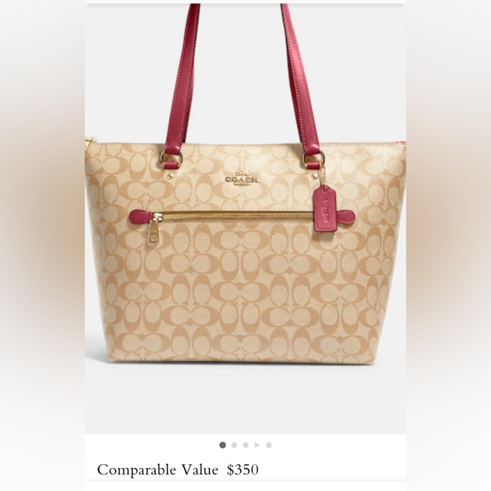 Coach Gallery tote in sig. canvas. Gold/light khaki Rouge. New no tags .